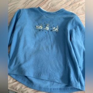 90s cat with gems and snowflakes blue winter fleece sweatshirt
